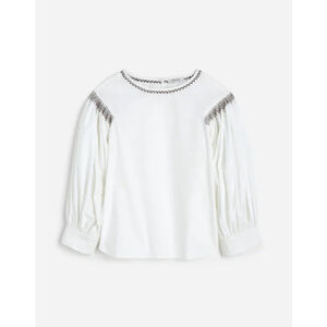 116. NWT Madewell Embroidered Poplin Balloon-Sleeve Top in white Medium